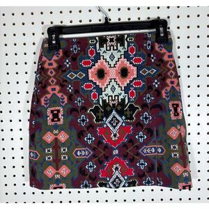 Kate Spade Saturday Multicolor Cotton A-Line Southwestern Women Skirt size 0 xs